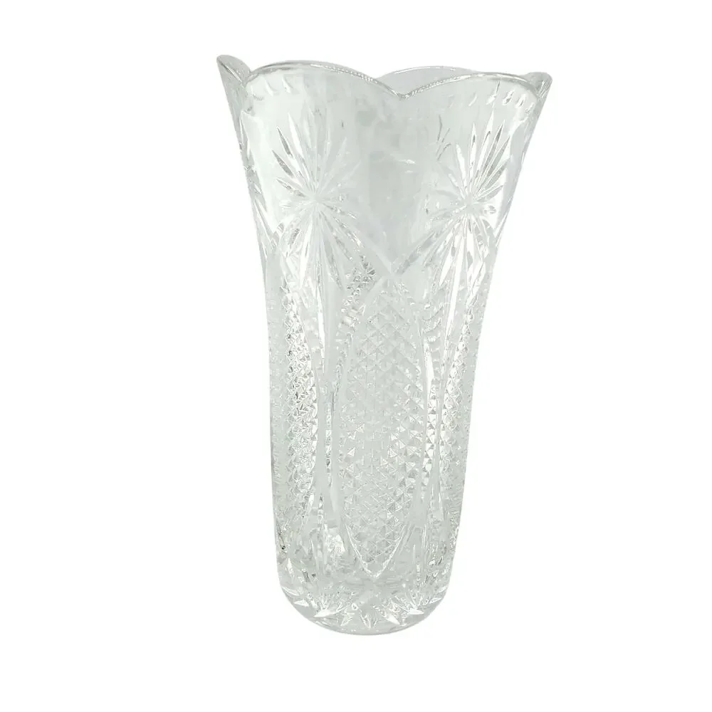 Vintage Royal Crystal Rock Dorico 24% Lead Crystal Vase RCR Italy Heavy Hob Nail